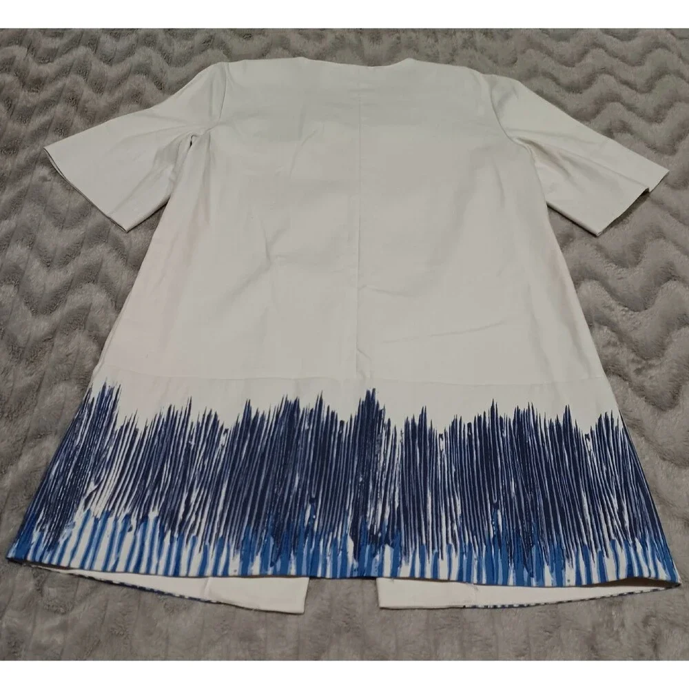 Simply Vera Wang Womens Size M Creme Blue Short Sleeve Cardigan